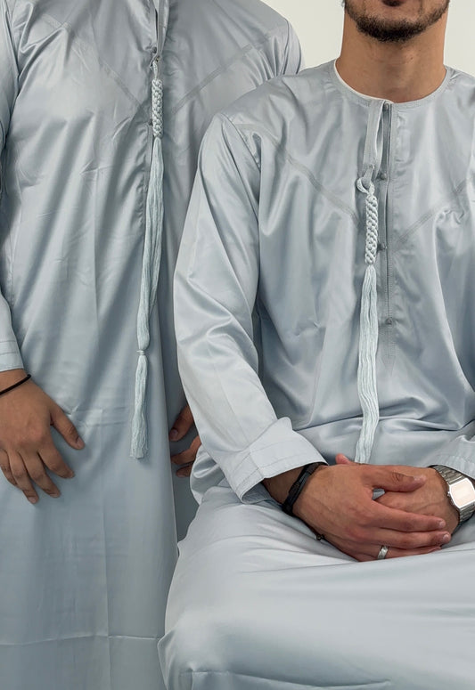 Mens Grey Premium Emirati Thobes - Aamir Collection