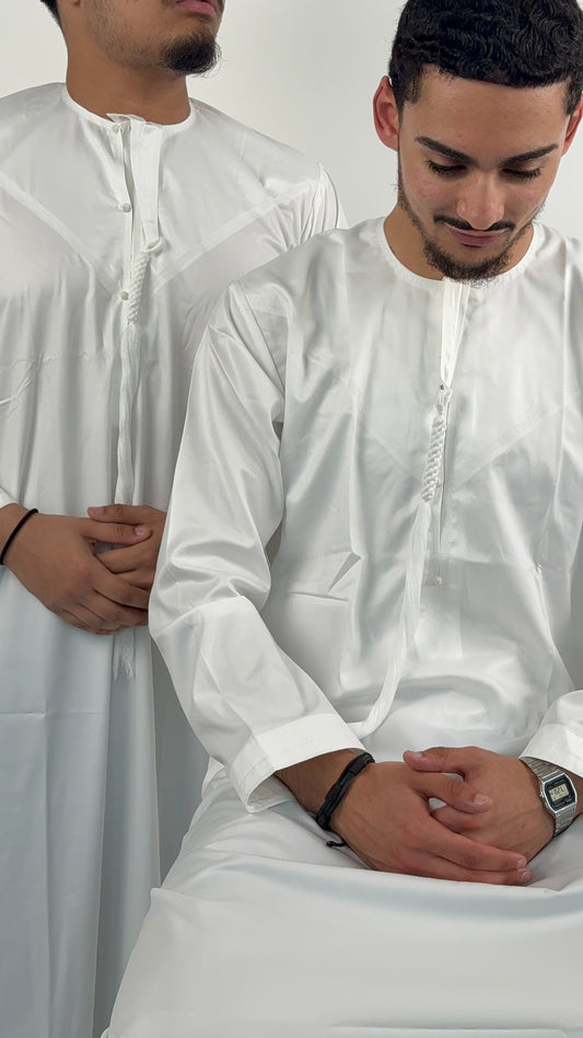 White Premium Emirati Thobe - Aamir Collection