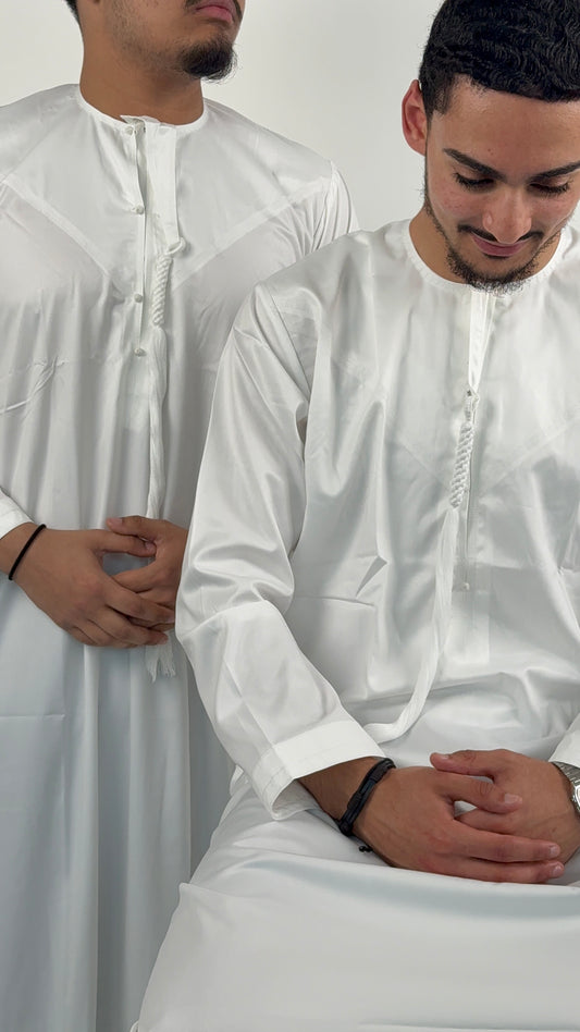 White Premium Emirati Thobe - Aamir Collection